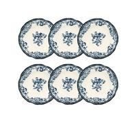 NOVASTYL - Lot 6 assiettes creuses en porcelaine bleu faustine 22cm - 2614231