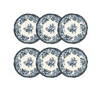 Lot 6 assiettes desserts en porcelaine bleu faustine 20cm
