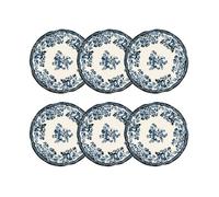 Lot 6 assiettes plates faustine 26cm en porcelaine bleu