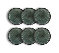Lot 6 assiettes plates grenada 27.5cm en gres vert fonce