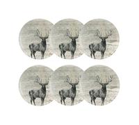NOVASTYL - Lot 6 assiettes plates lachat cerf 26cm en porcelaine - 2614444