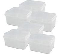Lot 6 boîte de conservation carrée avec couvercle, récipient alimentaire, capacité 1.3 L - Longueur 16 x Profondeur 17 x Hauteur 8.5 cm- JUANIO - Transparent G