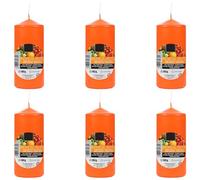 Lot 6 Bougie Parfumées Couleur Orange, Bougies Piliers Parfumées Fruits Tropicaux 110x47mm Durée de 25 Heures