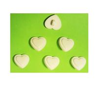 LOT 6 BOUTONS ACRYLIQUES : coeur blanc fantaisie 15 * 15mm (06)