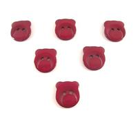 LOT 6 BOUTONS ACRYLIQUES : tete ours grenat 16 * 15mm (02)