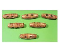 LOT 6 BOUTONS BOIS : olive marron fantaisie 30 * 10mm (01)