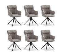 Chaise Salle à Manger Bureau Bistrot 6 Fauteuils Pivotant Tissu Gris Homestyle4u