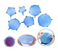 Lot 6 couvercles micro-onde bleus extensibles en silicone - 6 tailles HobbyTech