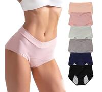 Lot 6 Culotte Menstruelle Absorbante,Taille Haute Protection Hygiénique Absorbante Lavable Culotte Menstruelle Flux Abondant, Pur Coton Anti Fuite Lavable Culotte de Regle (Color : Multicolor, Size