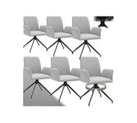 Lot 6 fauteuils pivotants 360° rembourrés tissu robuste gris clair