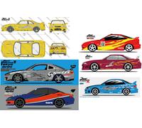 Lot 6 planche Fast and furious, 1:18, décalcomanie à l'eau, maquette, voiture,