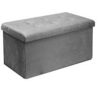 Lot 6 pouf de rangement pliable,tabouret en velours gris avec couvercle amovible - Longueur 76 x Profondeur 38 x Hauteur 38 cm