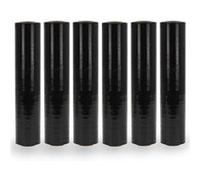 Waytex Pack de 6 Rouleaux de Film Noir 500mm x 250m, épaisseur 25 microns, Rouleau 3,2 Kg, Etirable 150 à 200%, pour professionnels, palettes, carton, produits, emballage