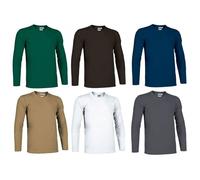 Lot 6 T-Shirts Manches Longues Homme - Noir Blanc Gris Vert Bleu Beige