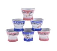 LOT 6 TASSES A SAKE ASIATIQUE BLEU-ROSE - Images Erotiques Mixtes