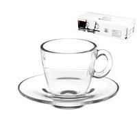 Lot 6 Tasses Café' Aqua Verre Avec Plat Cc 72 Transparent Pasabahce