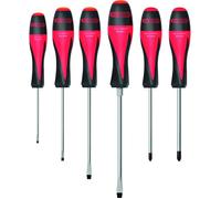 Lot 6 tournevis manche tri matière lame acier trempé 4 plats + 2 philips KS TOOL