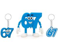 Lot 67 + 2 porte-clés Six Seven - 6 7 Brainrot Italian Memes articulés 15 x 10 et 2 porte-clés de 9,5 x 6 cm - Collection officielle Brainrot - Collection Brainrot Italian Memes officielle Meme