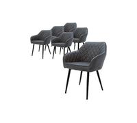 Lot 6x chaises de salle à manger fauteuils salon matériau synthétique anthracite