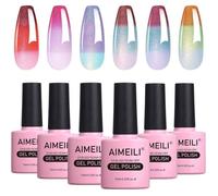 Lot 6x10ml vernis semi-permanent caméléon thermique, change couleur température paillettes UV LED soak off manucure kit