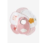 Lot 7 bavoirs naissance en coton bio* rose pâle TU