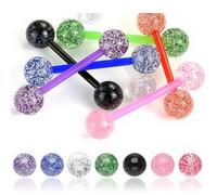 Lot 7 Piercings Langue GIADA Flexible Bioflex Paillettes Barbell LOVEPIERCING