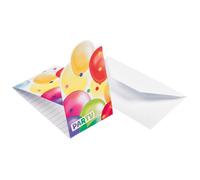 Amscan invitations avec enveloppe Balloons14,2 cm blanche 8 pièces Wit