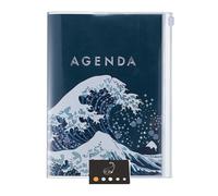 Lot Agenda A5 Une Semaine Sur 2 Pages Vertical 16 mois de Septembre 2025 à Décembre 2026 Anglais + Index Blumie (Navy Wave)