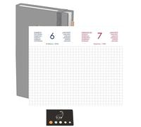 Lot Agenda Chantier 2026 Civil Janvier à Décembre 15 x 9 cm 1 jour par page + Index Adhésif Blumie (Gris)