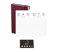 Lot Agenda Chantier 2026 Civil Janvier à Décembre 15 x 9 cm 1 jour par page + Index Adhésif Blumie (Rouge)