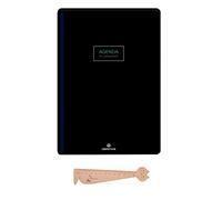 Lot Agenda de L'enseignant 2021-2022 Cirrus d'Oberthur 1 semaine par page Noir + 1 Règle Marque-Page en Bois Blumie