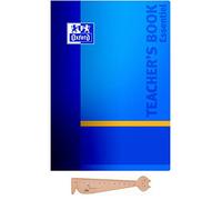 Lot Agenda Perpetuel Teacher Book Bleu Oxford + 1 Règle Marque-Page en bois Blumie