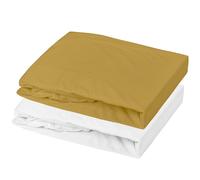 Lot alèse et drap housse Blanc-Moutarde (70 x 140 cm)