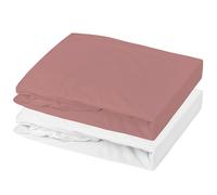 Lot alèse et drap housse Blanc-Old Pink (70 x 140 cm)