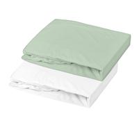 Lot alèse et drap housse Blanc-Vert de gris (70 x 140 cm)