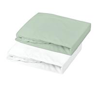 Lot alèse et drap housse vert d'eau, blanc 60X120