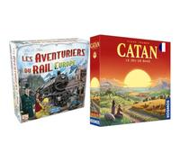 Lot Asmodee LES AVENTURIERS DU RAIL : Europe Jeu de Société + Catan - Jeu de Plateau stratégique