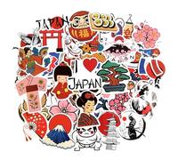 Lot Autocollants Japonais Vinyle Sakura Mont Fuji Torii Lanterne Vague Nourriture Autocollants Culture Japonaise Esthétique Ordinateur Portable Scrapbook Bouteille Journal Décoration Set