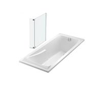 Lot baignoire droite 170 X 70 Corvette + pare-bain 2 volets chromé