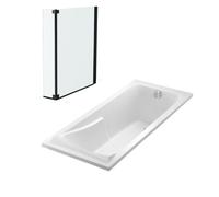 Lot baignoire droite 170 X 70 JACOB DELAFON Corvette + pare-bain 2 volets noir mat