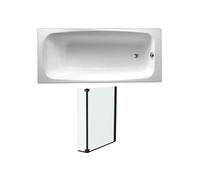 Lot baignoire droite 170 X 75 Diapason fonte + pare-bain noir mat