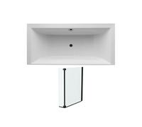 Lot baignoire droite 170 X 80 Evok + pare-bain noir mat