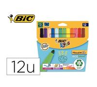 Lot bic visacolor xl 12 pochettes de 12 feutres pointe large dont 2 gratuites coloris assortis