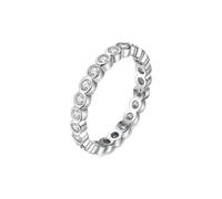 Lot Bijoux Fantaisie Bague de Fiancaille Or Blanc Argent 18 Carats Diamant avec Une Pierre Précieuse de Forme Ronde Taille Sœur pour Lesbienne Noël