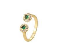 Lot Bijoux Fantaisie Bague de Mariage en Or 18 Carats Au750 Émeraude Créée en Laboratoire Fleur Ouverte Réglable Taille Tante pour Mesdames Thanksgiving