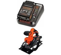 Lot BLACK+DECKER : Kit de Démarrage Powerconnect 18V (Batterie 2,0Ah + Chargeur Rapide 2A, BDC2A20-QW) + Scie Circulaire sans Fil 18V (BDCCS18N-XJ)