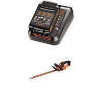 Lot BLACK+DECKER : Kit de Démarrage Powerconnect 18V (Batterie 2,0Ah + Chargeur Rapide 2A, BDC2A20-QW) + Taille-Haies sans Fil 36V (BCHTS36B-XJ)