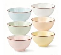 Lot Bols Petit Dejeuner Ceramique - Ensemble de Bol à Dessert avec Teinte Bonbon - Set de 6 Petits Bols à Crème Glacée | Riz | Snack - Passe au micro-ondes et au lave-vaisselle - 12 x 6 cm - 300 ml
