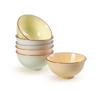 Lot Bols Petit Dejeuner Ceramique - Ensemble de Bol à Dessert avec Teinte Bonbon - Set de 6 Petits Bols à Crème Glacée | Riz | Snack - Passe au micro-ondes et au lave-vaisselle - 12 x 6 cm - 300 ml