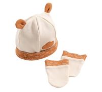 Sauthon Lot Bonnet et moufles bébé en Coton